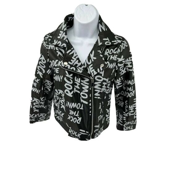 Disney D-Signed Girls Large Black Moto Faux Leather Jacket Rock the Town - Picture 11 of 11